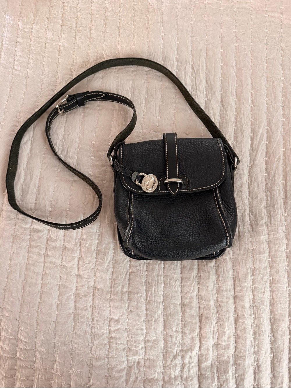 Vintage Dooney & Bourke Black Leather Crossbody Bag